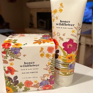 Bath and Body Works Honey Wildflower Perfume and body lotion.